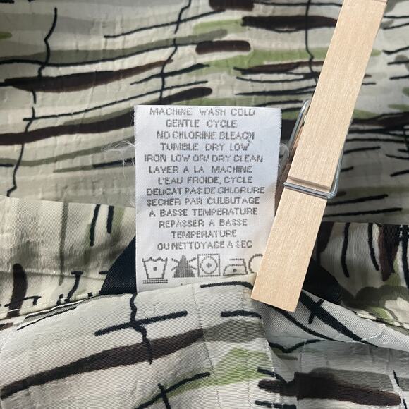 Vintage Top Plus Size 18 Beige Green Abstract Art Button Up Long Sleeve Y2K - Picture 10 of 12